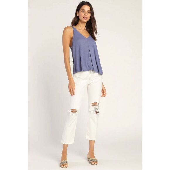 Free People Dani Periwinkle Blue Ribbed Tank Top S - Picture 3 of 12